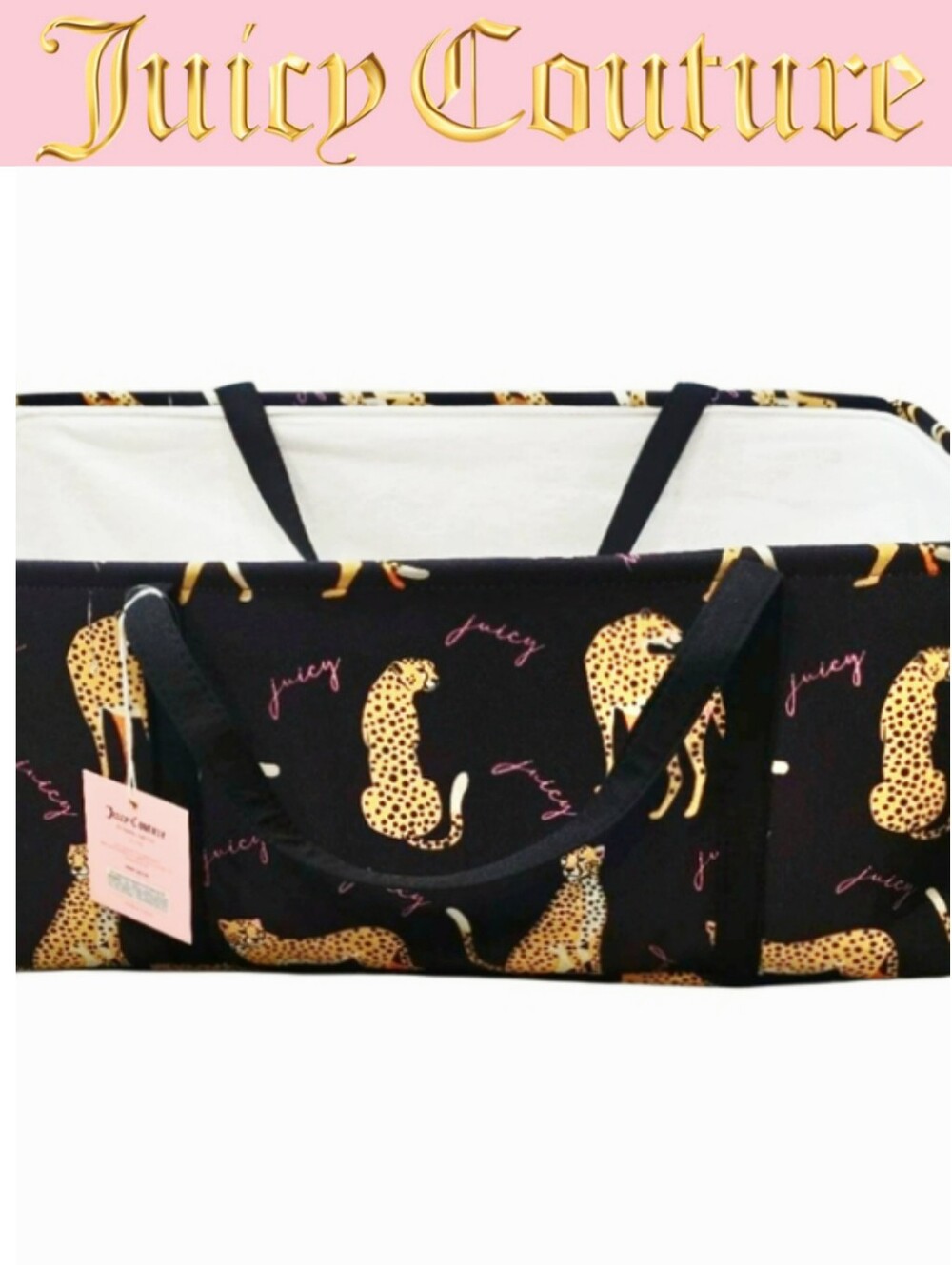 Juicy Couture Home ScriptLogo Leopard Storage Tote